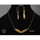 Gold plated flexible olive leaves & hanging chain 42cm necklace
