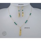 Gold plated Necklace chain with Swarovski (Emerald color)