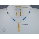 Gold plated Necklace chain with Swarovski (Capri Blue color)
