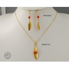 Gold plated earring with natural red Coral