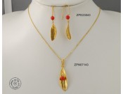 Gold plated Necklace chain with natural red Coral