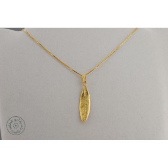 Gold plated necklace -  1 olive leaf with simple hook (40cm chain)