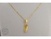 Gold plated necklace -  1 olive leaf with cross hook (40cm chain)
