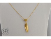 Gold plates necklace -  1 olive leaf with rolled olive leaf hook (40cm chain)