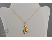 Gold plated necklace -  2 olive leaves with simple hook (40cm chain)