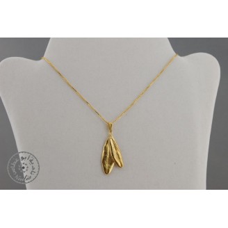 Gold plated necklace -  2 olive leaves with simple hook (40cm chain)