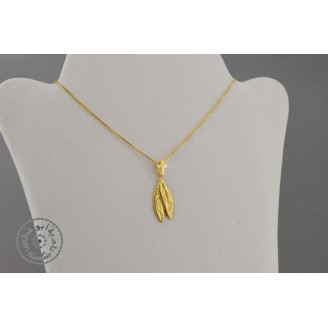 Gold plated necklace -  2 olive leaves with cross hook (40cm chain)