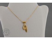 Gold plated necklace -  2 olive leaves with rolled olive leaf hook (40cm chain)