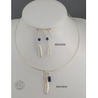 Sterling silver 1.2mm wire necklace with a spring hook and olive leaf -  Lapis Lazuli bead