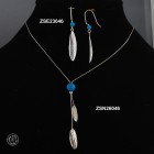 Sterling silver necklace and 2 small olive leaves with blue Turquoise bead