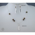 Sterling silver chain necklace with semi precious stone and 1 olive leaf (Tiger Eye bead)