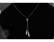 Sterling silver chain necklace & 2 small olive leaves with sterling silver small ball