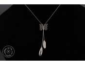 Sterling silver chain necklace & 2 small olive leaves with sterling silver butterfly