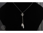 Sterling silver chain necklace & 2 small olive leaves with sterling silver button