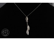Sterling silver chain necklace & 2 small olive leaves with sterling silver fish