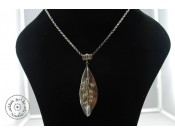 Sterling silver necklace with big olive leaf inside it memusa flowers and rolled olive leaf hook (40cm thick chain)