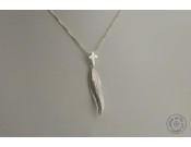 Sterling silver necklace -  1 olive leaf with cross hook (40cm chain)